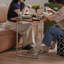 Table basse Flip avec plateau en stratifié massif, bordure en bois de frêne et structure en acier inoxydable