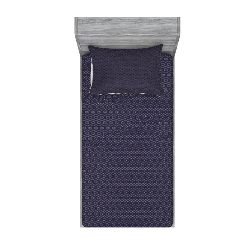 Microfiber Geometric Sheet Set, Twin Sheet Set with Fitted Sheet