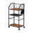 Rolling File Cart With Hanging File Folder, Wooden And Metal Mesh Design, Lockable Wheels, Brown