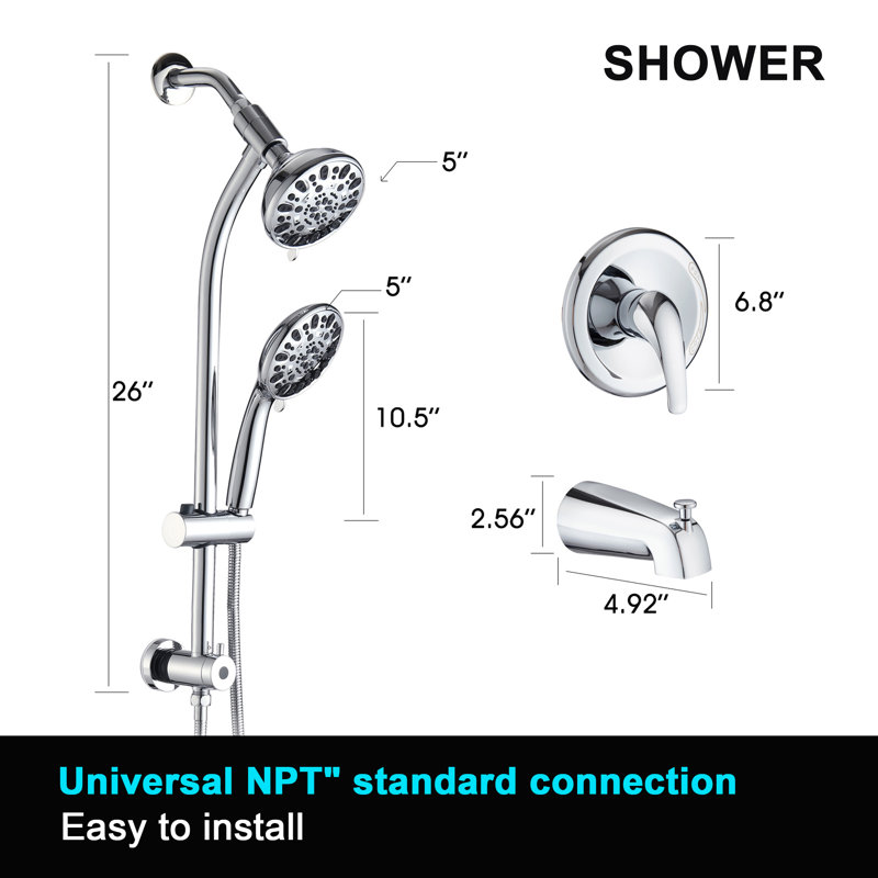 Système de douche complet à aiguilleur, Chrome
