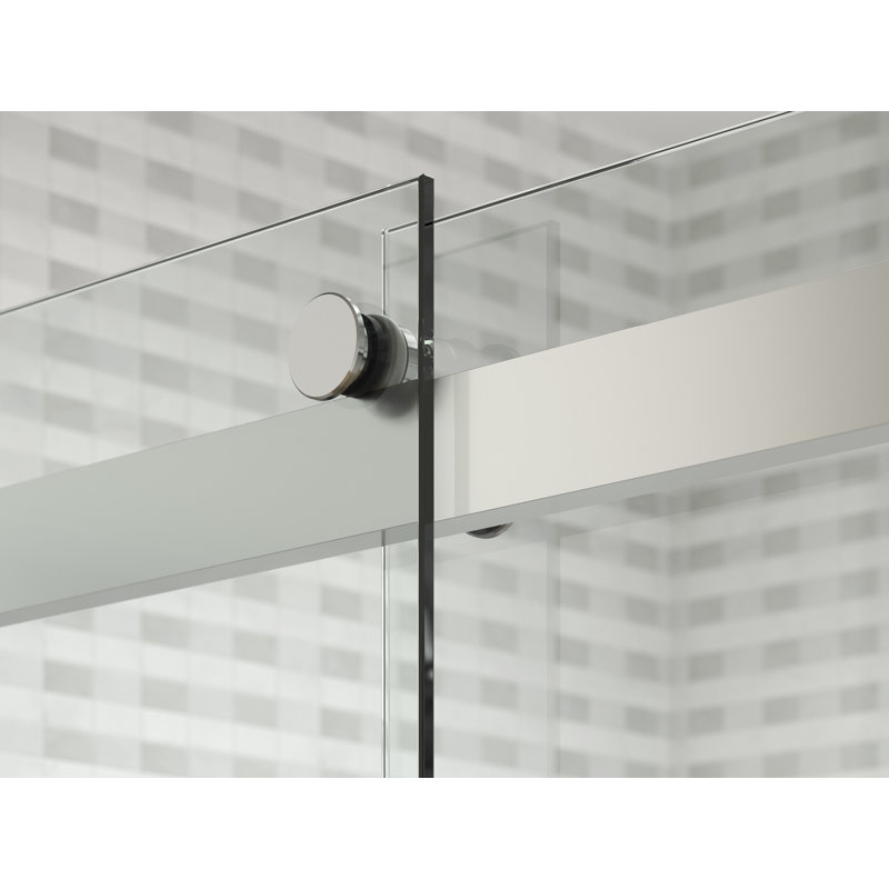 Levity Plus Less Sliding Shower Door, 77-9/16 In. H X 44-5/8 - 47-5/8 In. W, With 5/16 In.-Thick Crystal Clear Glass, Silver