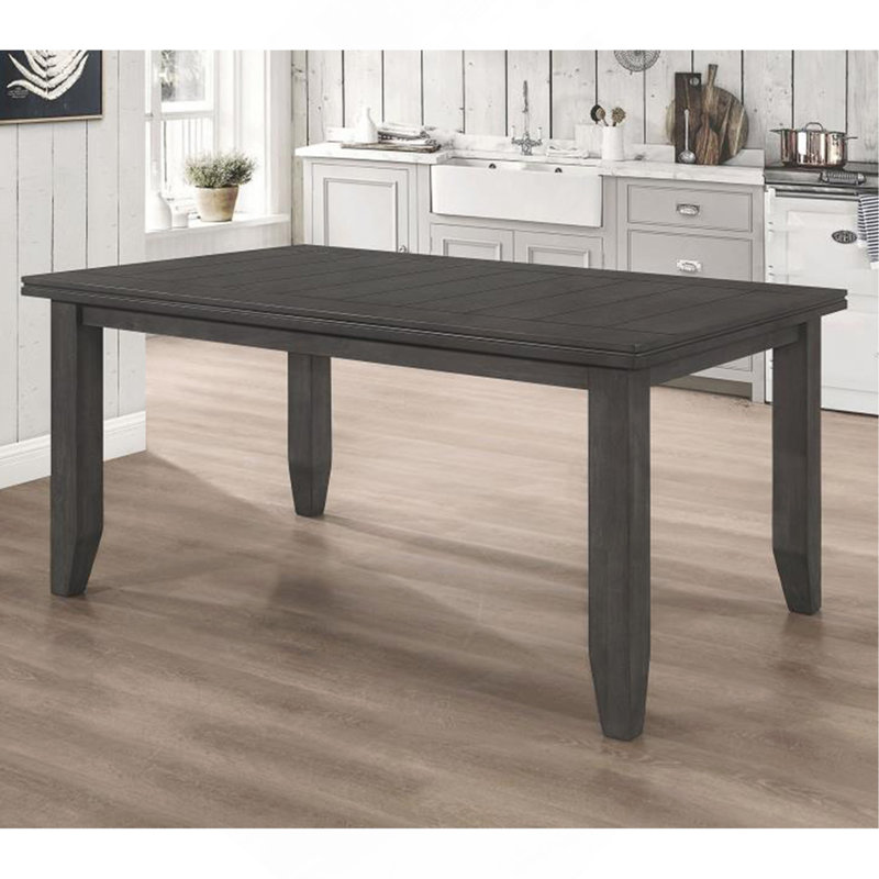 Table de salle à manger rectangulaire en bois de 66 pouces, gris foncé