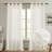 Faux Linen Semi Sheer Light Filtering Grommet Top Curtains (Set of 2)-809875637