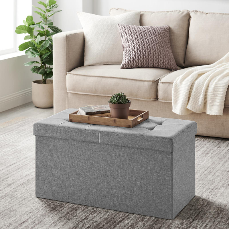 Repose-pieds avec rangement, H 14,9 po x l 28,9 po x P 14,9 po, Gris cendre
