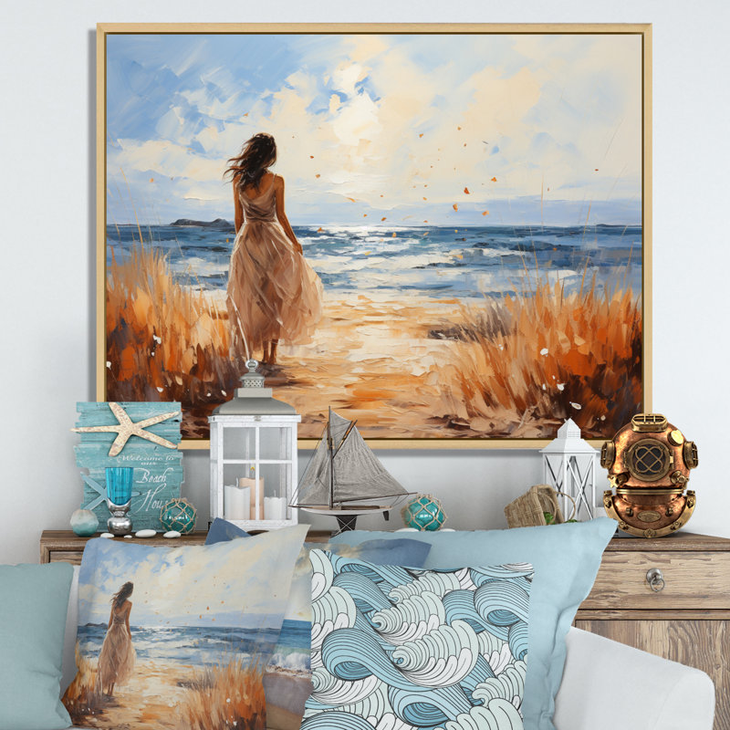 Coastalbeachsand Sandy Serenity Pointillism VII, reproduction d'art sur toile, H 30 po x l 40 po x P 1,5 po
