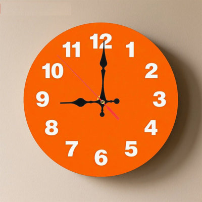 10" Round Wooden Wall Clock, Silent Quartz Movement, UV-Printed Design, Battery Operated