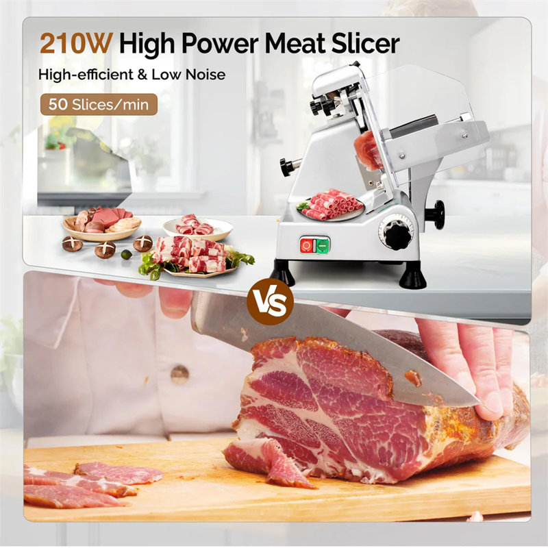 210W 110V Manual Commercial Meat Slicer Machine, 13.8" H x 15.7" W x 30.86" D