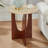 Elegant Round Travertine Texture Side Table – 21.2” Stone End Table, Modern Design, Durable, Minimalist