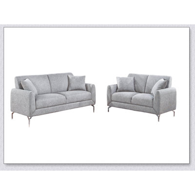 Elegant 2pc Sofa Set Burlap Like Fabric Sofa Loveseat