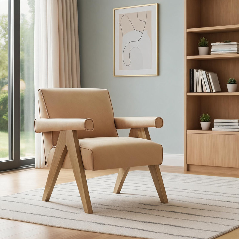 Fauteuil d'appoint pour le salon, fauteuil moderne en similicuir, conception minimaliste aérée avec protection de plancher