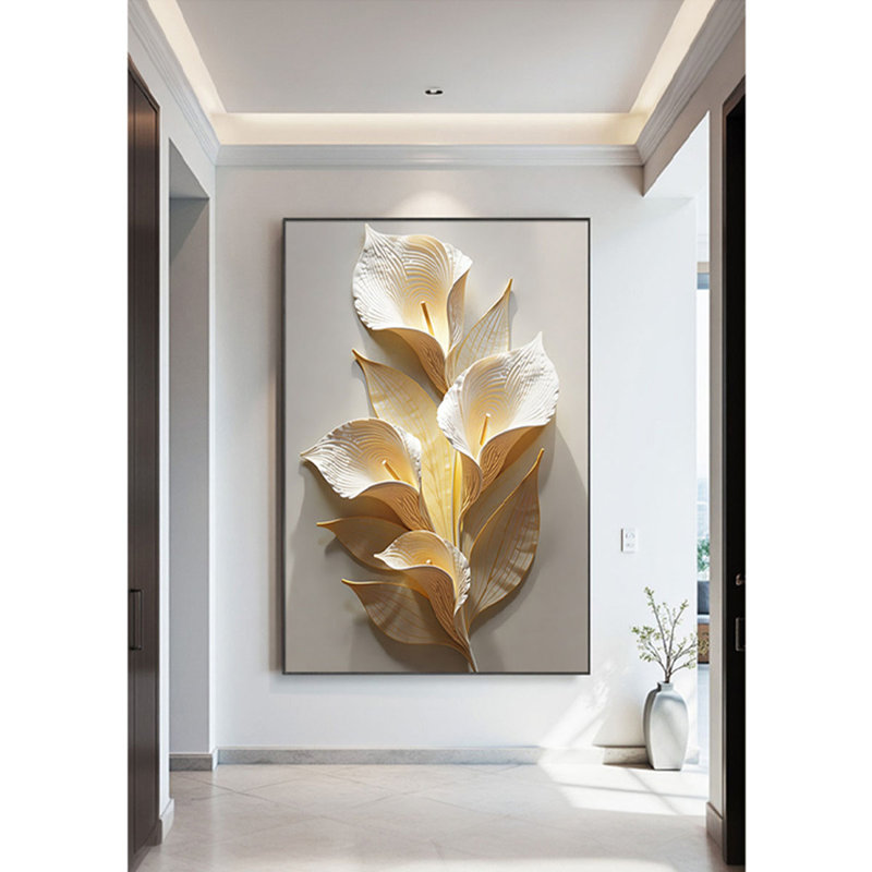 Murale moderne en céramique fleur dorée minimaliste moderne
