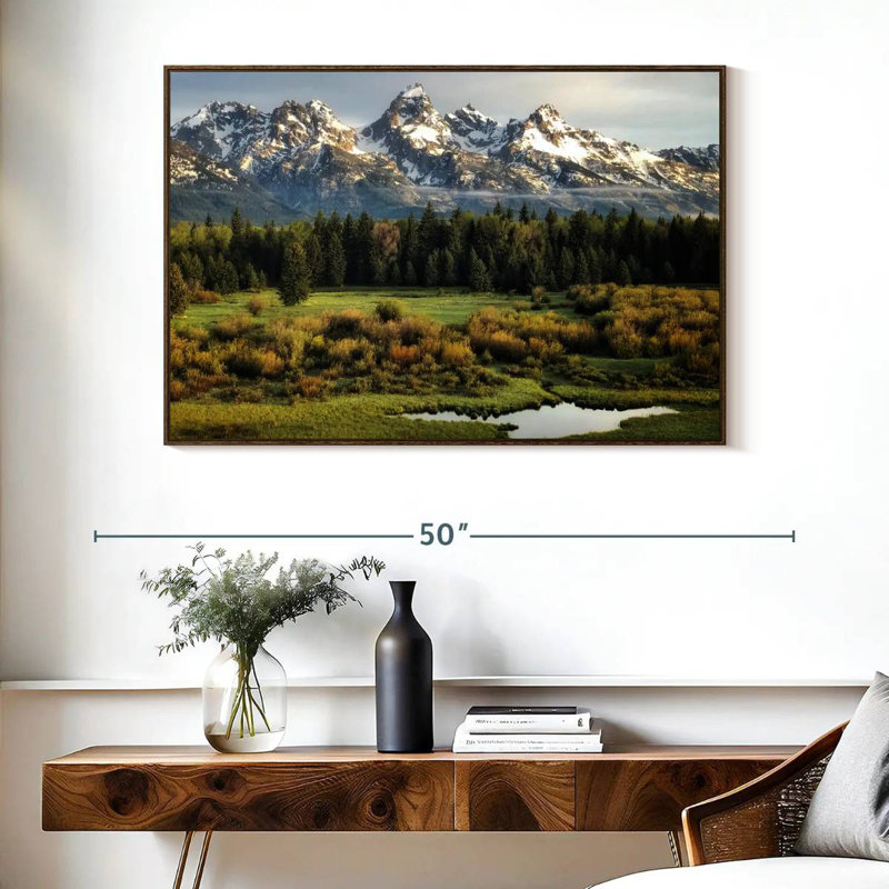 Grand Teton Beauty, Cadre flottant noyer, 40 po x 27 po