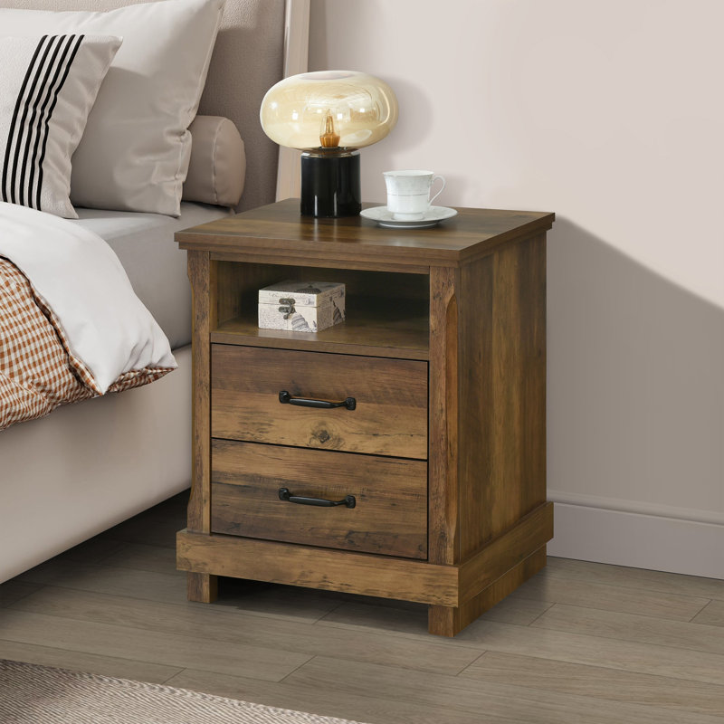  Carson 2 Drawer Nightstand, Bedside Table with Storage Drawers, Night Stand for Bedroom, End Table or Side Table for Living Room, 15.5" D x 18.9" W x 23.6" H