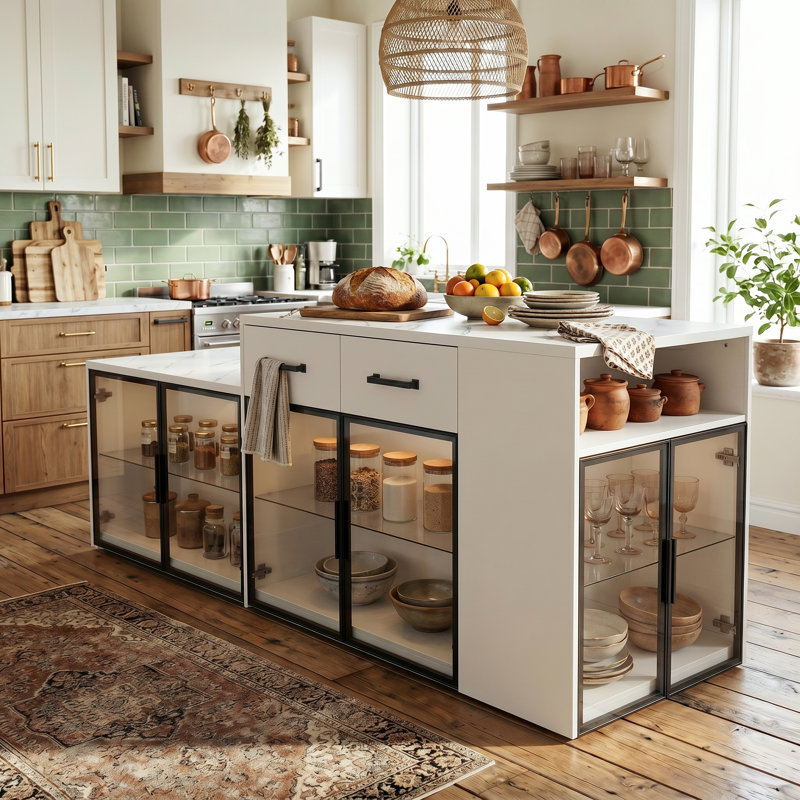 94.5"W Large Kitchen Island Double Side