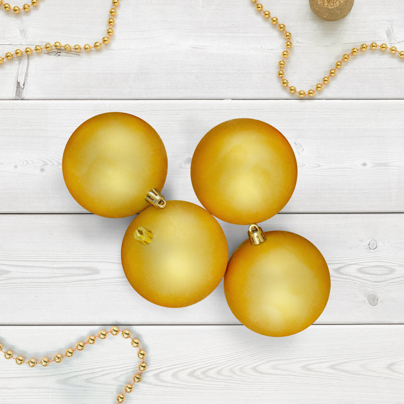 Boules de Noël incassables mates 3,25 po (80 mm), Or