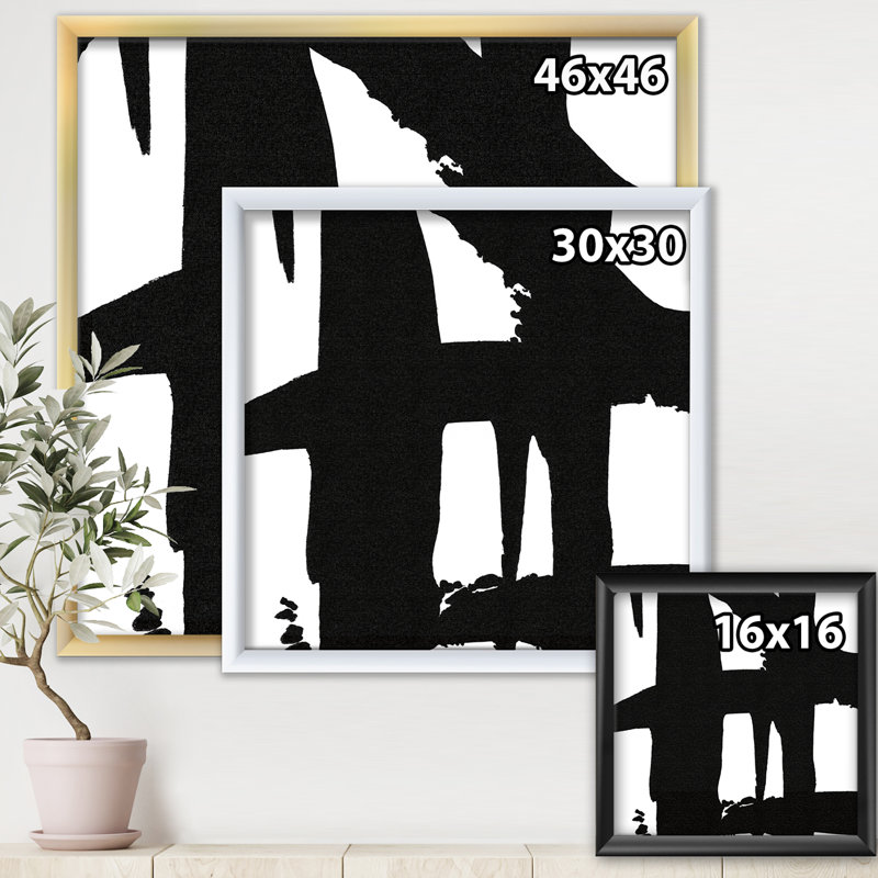 «Black and White Crossing Paths II», reproduction sur toile encadrée, H 30 po x l 30 po x P 1 po, Cadre blanc