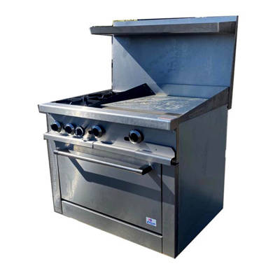 36 Commercial Range, 2 Burners, 24'' Griddle GAS Range with Oven