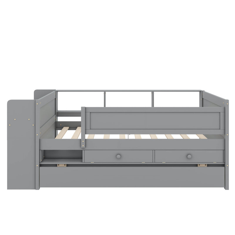 Versatile Twin Daybed With Built-In Drawers And Trundle Bed, Headboard Storage Compartments, Tables, And Convenient USB Charging Station