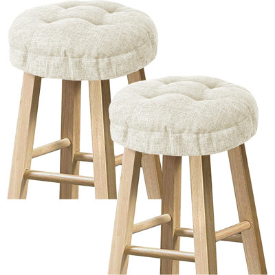 Housses de tabouret de bar - ensemble de 2 housses de siège de tabouret de bar rondes, housses de chaise de bar douces et coussinées, faciles à installer et à laver, housse seulement, diamètre de 12 pouces, beige