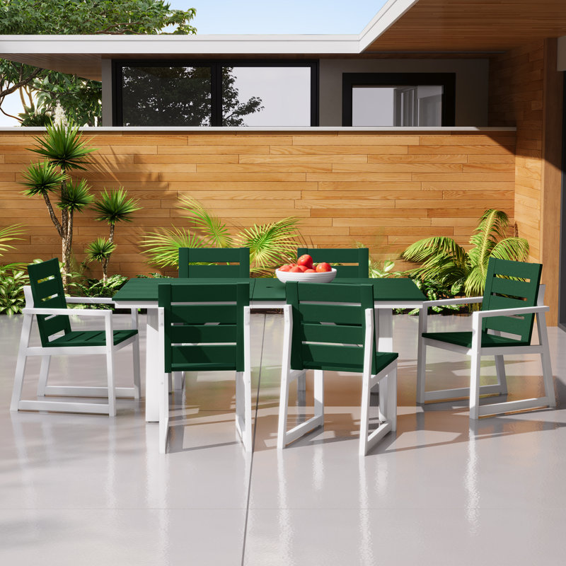 Ensemble repas d'extérieur 7 pièces 7 pièces, Vert