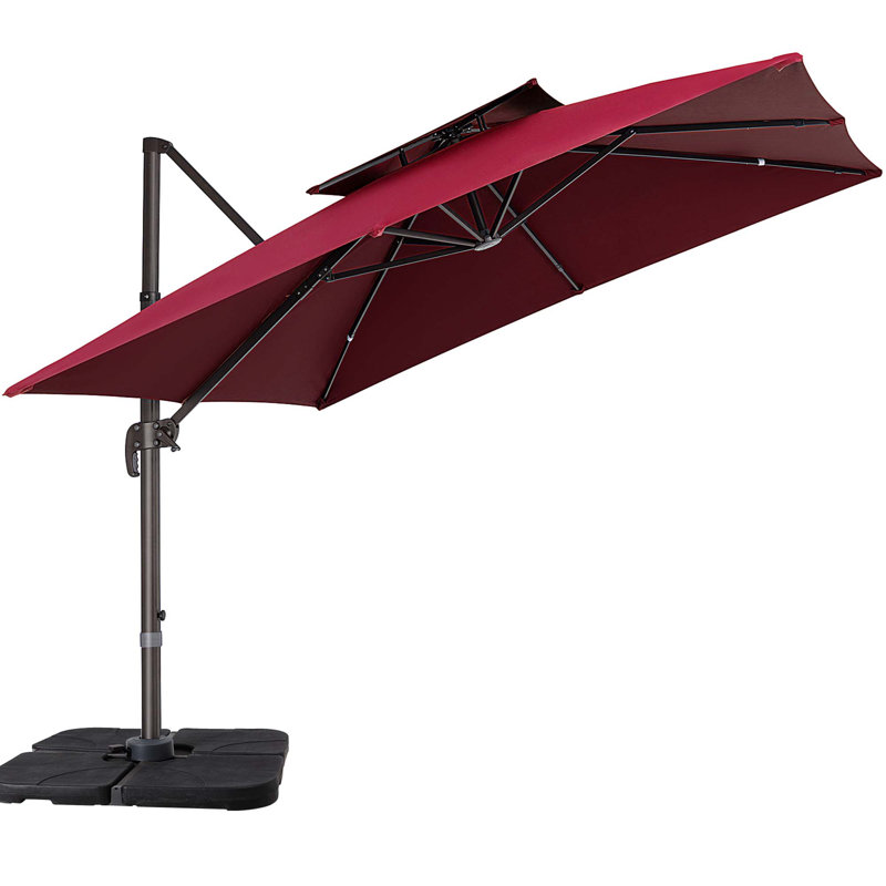 Parasol en porte-à-faux 11 pi Germar, Rouge, H 106 po x l 132 po x P 132 po