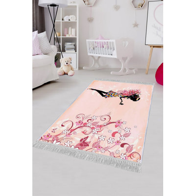 Tapis en coton rose / crème Gaiser