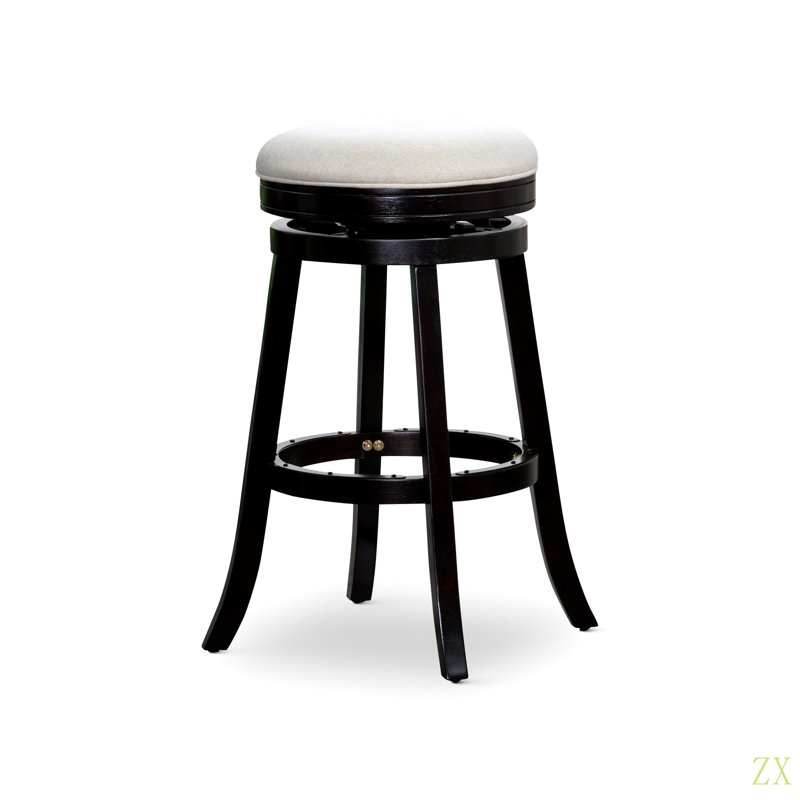 Tabouret 30 ", siège en tissu fini, Siège crème / cadre noir