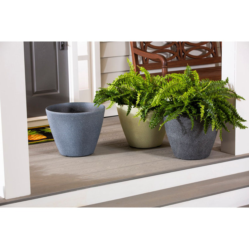 Pot à fleurs en plastique avec réservoir Jannemie, gris