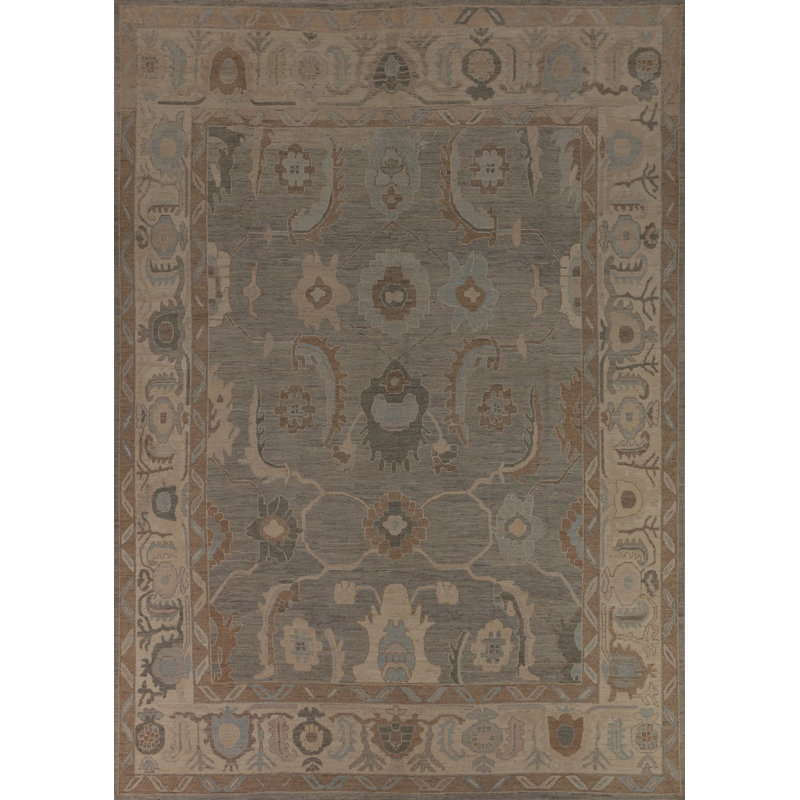 Vegetable Dye Oushak Turkish Area Rug 9