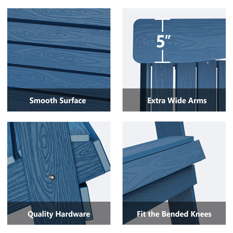 Chaise Adirondack pliante en plastique pour l'extérieur (ensemble de deux), Bleu