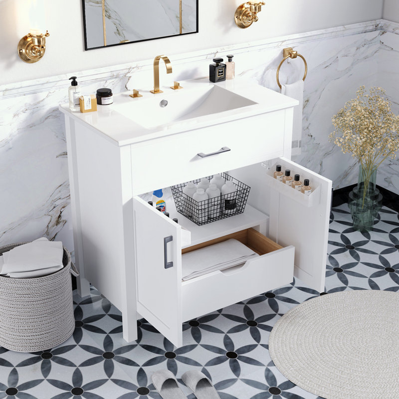 Kachine 29.9'' Single Bathroom Vanity with Top, White