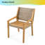 Chaises de salle à manger d'extérieur en bois d'acacia et osier avec coussins crème - capacité de 400 lb (ensemble de 4)