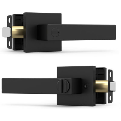 Stylware Reversible Lever Door Handle Set for Hallway, Closet, French Doors – Modern Slim Square Design | Easy Install | Fits All Standard Doors