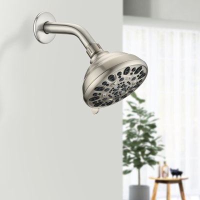 High 4.72" Shower Head In Brushed Nickel - 6 Settings, Clog, 1.8 Gpm Flow, Effortless Mounting , Modes, Easy Installation