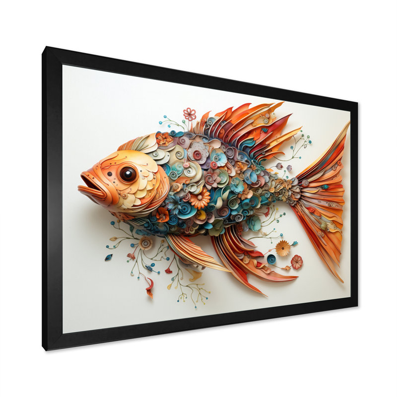 Baleine de pêche Braelei II - impression, H 34 po x l 44 po x P 1,5 po, Cadre simple noir
