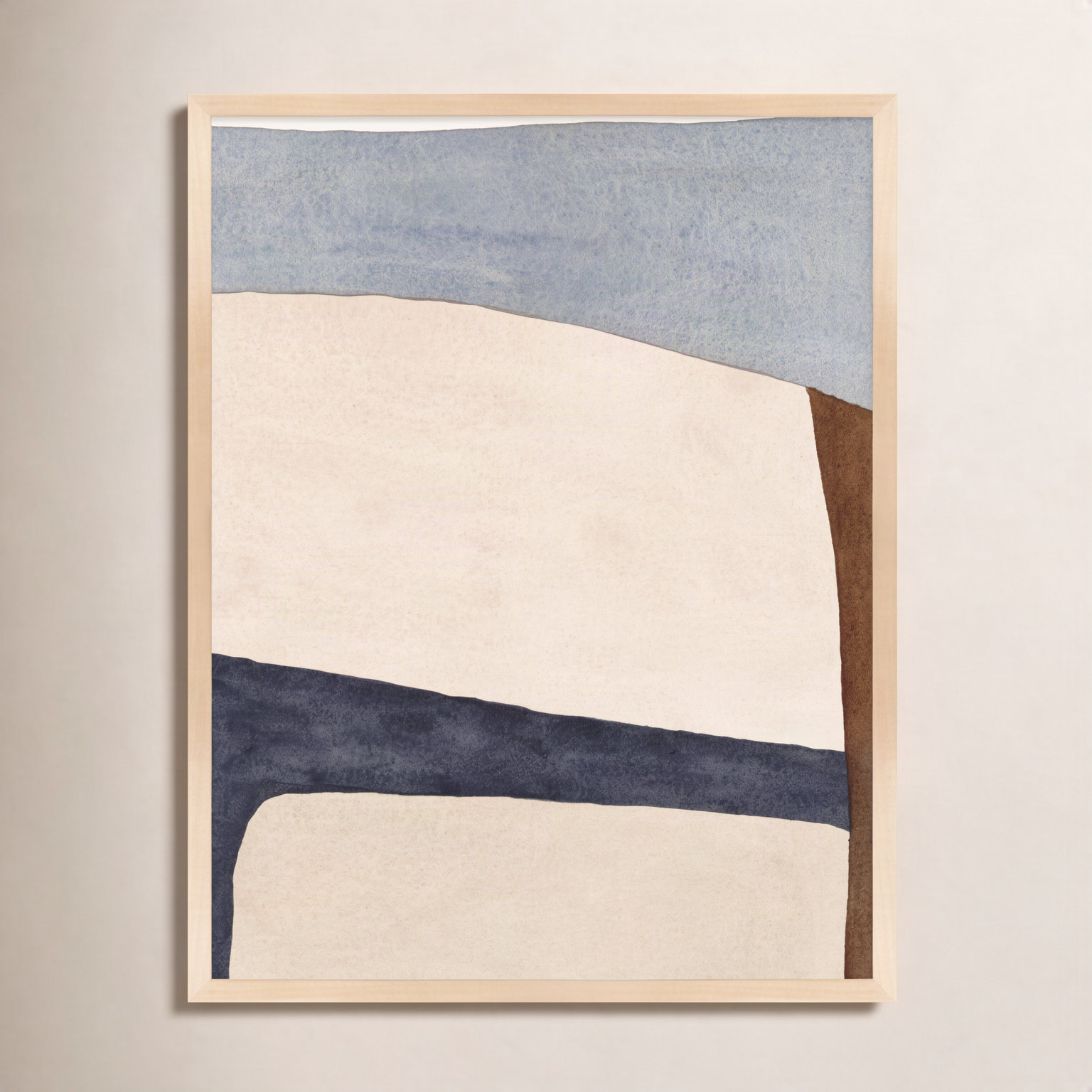 Divided By Blue 1 by Julia Balfour, 30" H x 24" W x 1.25" D, White Framed, Brown