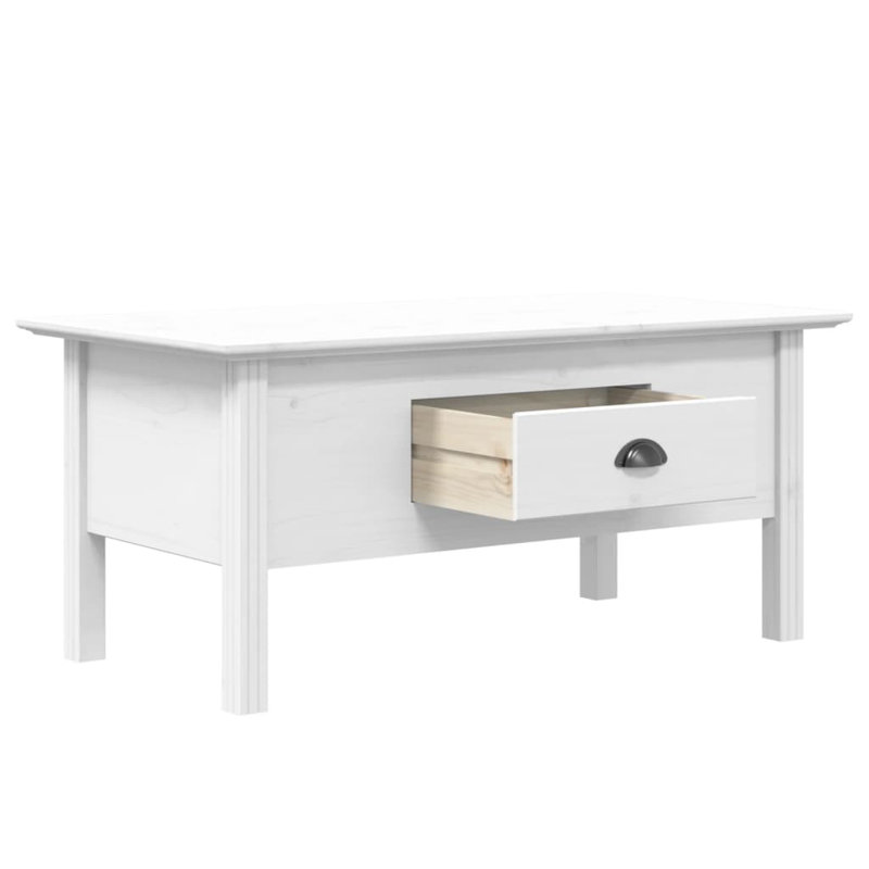 Bavaria Coffee Table BODO 100X55x46 Cm Solid Wood Pine, White, White