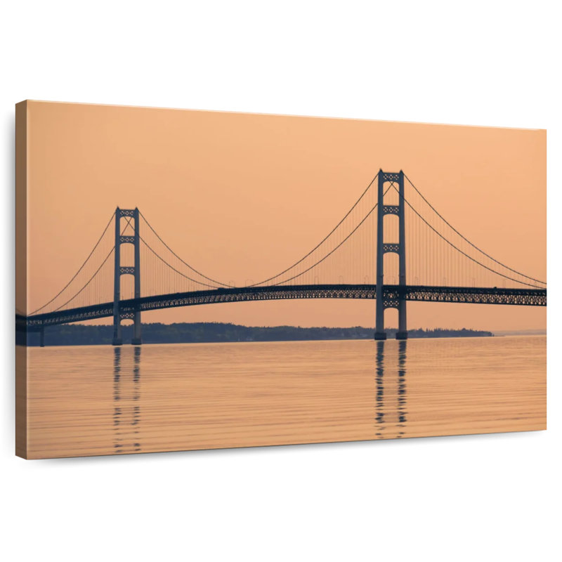 Lilie Mackinac Bridge au coucher du soleil, H 20 po x l 30 po