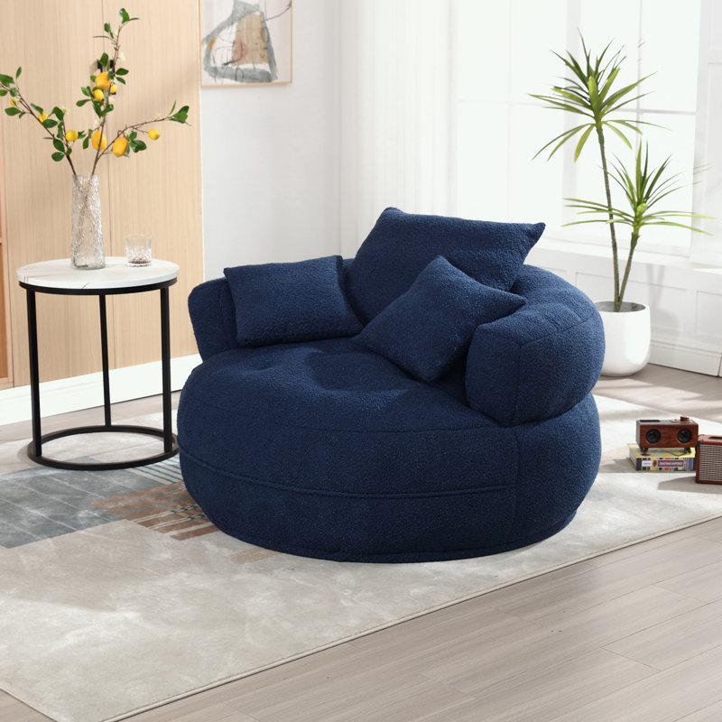 Canapé simple en chenille avec coussins, Marine