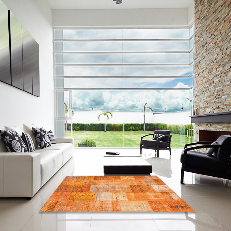 Tapis de zone brun ciel contemporain, Carré 6 pi