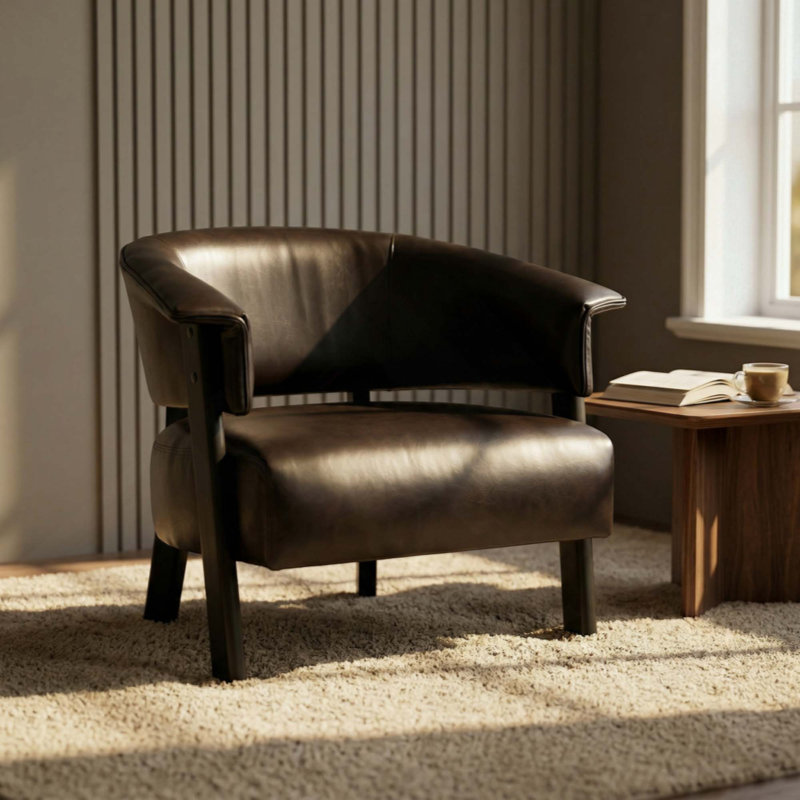 Fauteuil à oreilles en similicuir, fauteuil rembourré à dossier enveloppant, fauteuils à oreilles confortables en tissu avec pieds en bois massif, canapé-lit simple pour le salon de la chambre à coucher