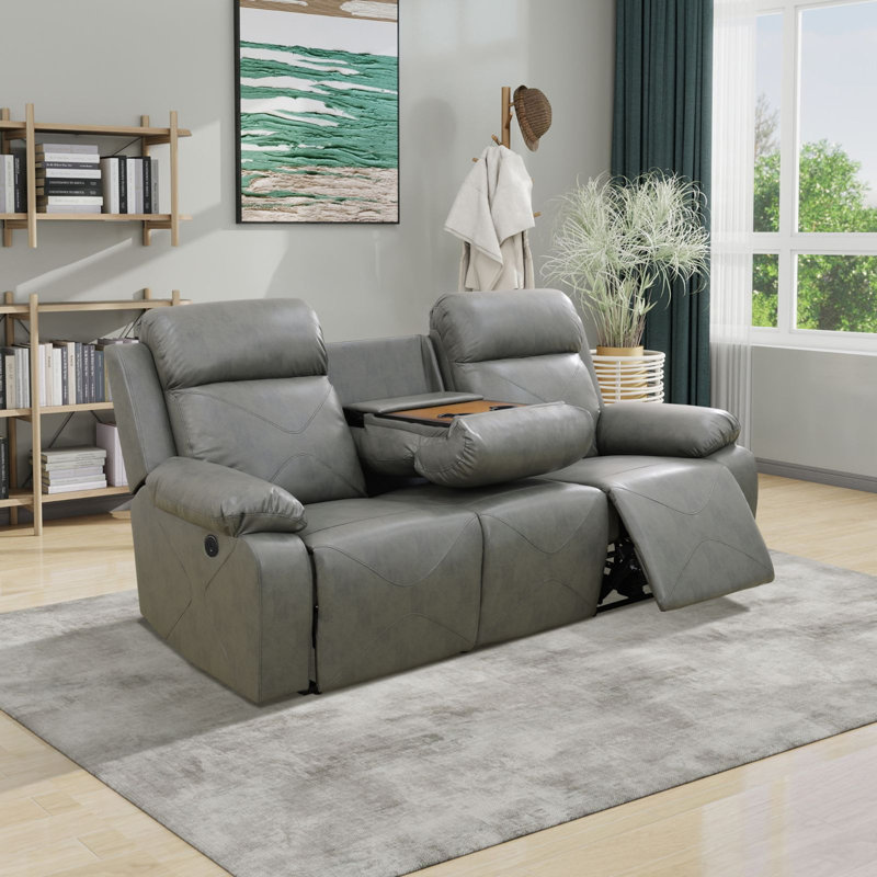 Canapé inclinable en similicuir 85,5 po Amica, Gris
