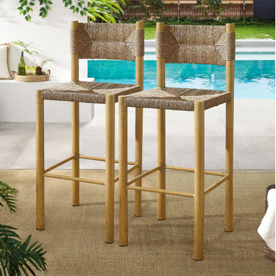 Parkland Outdoor Patio Rattan And Aluminum Counter Stools Set Of 2 by Modway