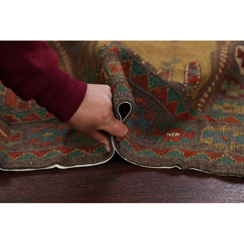 Tapis rouge / noir / brun en laine fabriqué à la main Kilim
