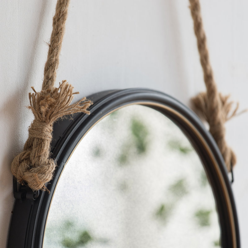 19.5" in  Round Mirror with Rope Strap