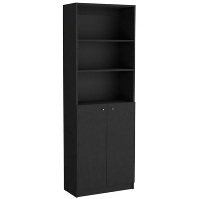 2 Black Living Room : Slim & 2-Door Bookcases For Home Decor Enhancement