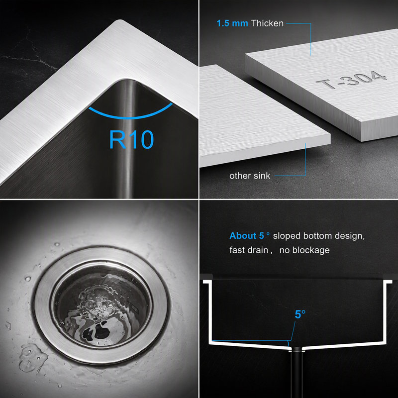 Durable Stainless Steel Single Bowl Topmount Kitchen Sink with Soundproofing and Efficient Drainage System