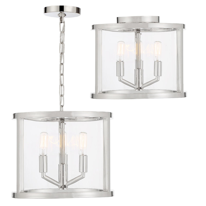 Libby Langdon For Crystorama Devon 3 Light Polished Nickel Lantern