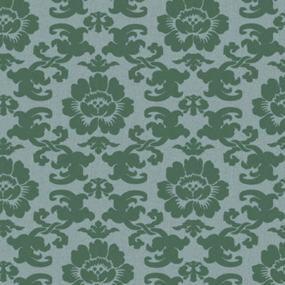 Papier peint jade soyeux coquelicot