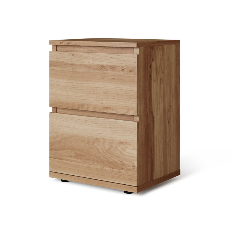 Baptistine 36cm W Manufactured Wood Bedside Table, Oak